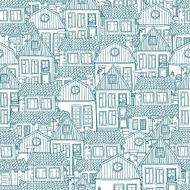 Seamless pattern with of hand-drawn houses Vector