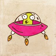 UFO on Grunge Background
