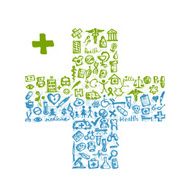 Cross shape with medical icons for your design