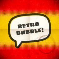 Retro speech bubble on halftone card