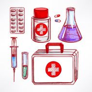 hand-drawn medical supplies