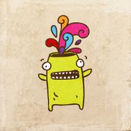 Cute Monster on Grunge Background