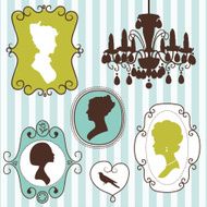 vintage frames with ladies silhouettes N3