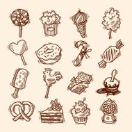 Sweets sketch icon set