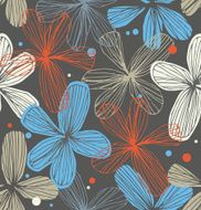 linear decorative seamless lacy pattern with flowers