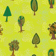 Seamless hand-drawn pattern with doodle forest tree N8