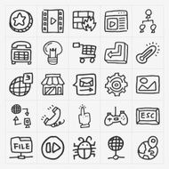 doodle web icons set