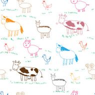 Seamless animal illustration background pattern