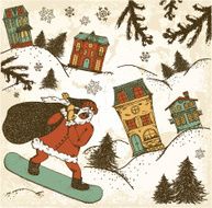 Santa on a snowboard