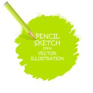 Sketch pencil drawing and light green pencil Vector doodles