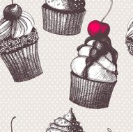 Vector seamless pattern with hand drawn cakes