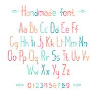 Simple romantic hand drawn font hearts Complete abc alphabet set