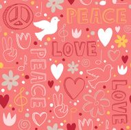 Hand-drawn seamless pattern with symbols of peace N4