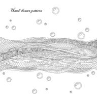 Black and white decorative waves background Hand-drawn card