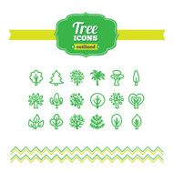 Set of hand drawn tree icons