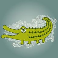 cartoon illustration with kind crocodile