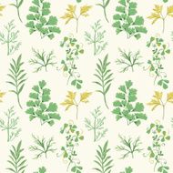 Floral Background - Leaves and Herbs hand drawn watercolor N2