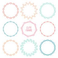 Hand drawn frame of romantic pattern with hearts Design elements