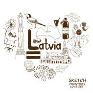 Latvian symbols in heart shape concept N2