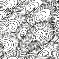pattern with hand-drawn peacock feathers N2