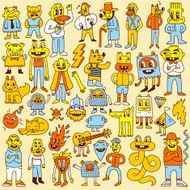 Dudes doodle set Vector illustration N2