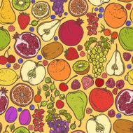 Fruits and berries sketch seamless pattern N2
