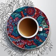 Cup of coffee with floral decor
