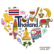 Thailand symbols in heart shape concept