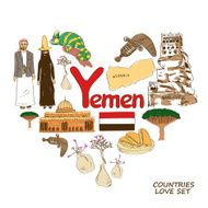 Yemen symbols in heart shape concept N2