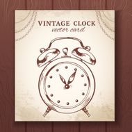 Old retro alarm clock card