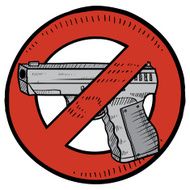 Handgun ban vector sketch