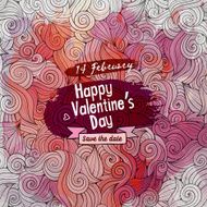 Vector love doodles watercolor paint party card N2