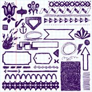 Doodle set of design elements 1 Vector illustration
