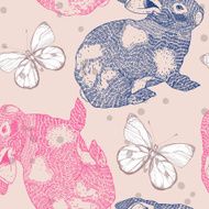 vector seamless pattern with colorful rabbits