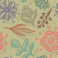 Doodle floral seamless background N2