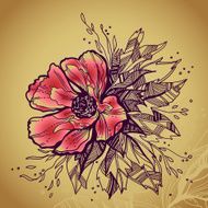 Grunge rose flower high quality drawing