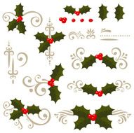 Xmas Holly design elements N2