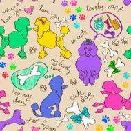 Seamless pattern of poodle dogs