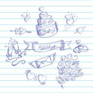 Sketch of wedding design elements N3