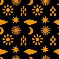 Seamless pattern with clouds rain drops sun snowflakes stars N3