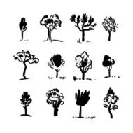 Set of tree doodles Isolated on a white background Vector N3