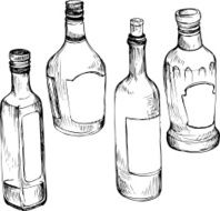 set of hand drawn glass bottles N2