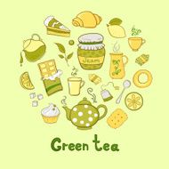 Tea and sweets icons set N5