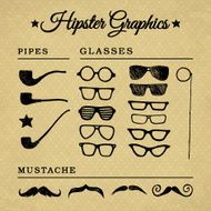 Hipster graphic set on the vintage background N4