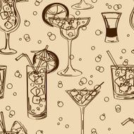 Retro seamless pattern of cocktails