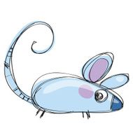 Cartoon baby vector mouse in a naif childish drawing style
