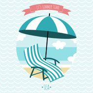 Card with beach armchair and umbrella N2