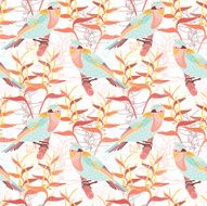 Seamless floral pattern with birds N16