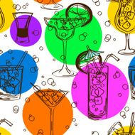 Colorful seamless pattern of cocktails