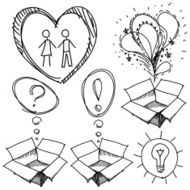 box set of sketch black contour on white background vector